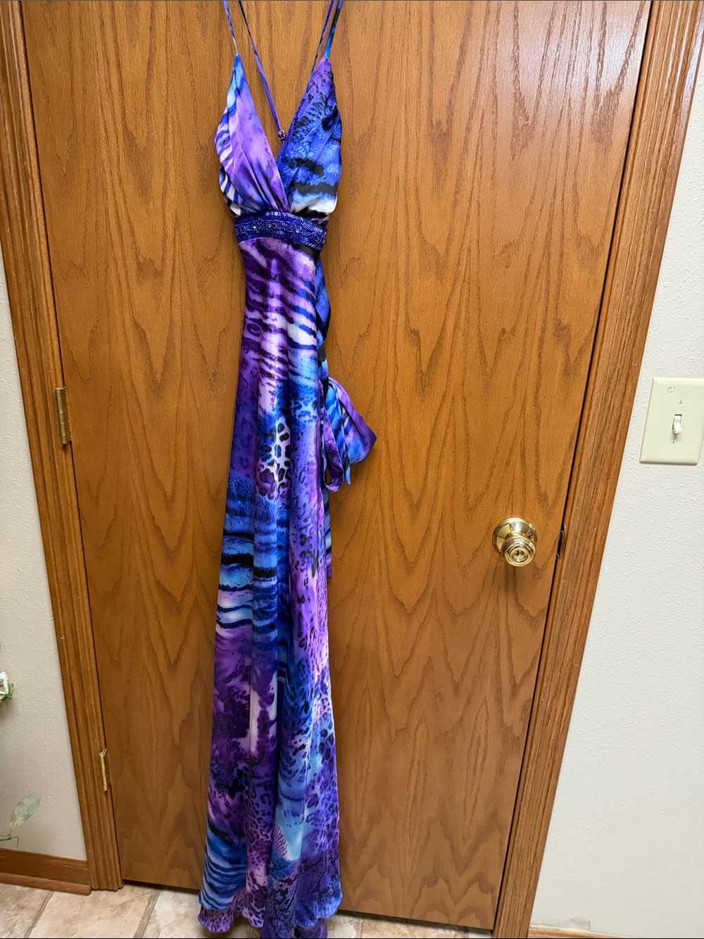 Taboo Purple & Blue Abstract Print Spaghetti-Strap Maxi Dress